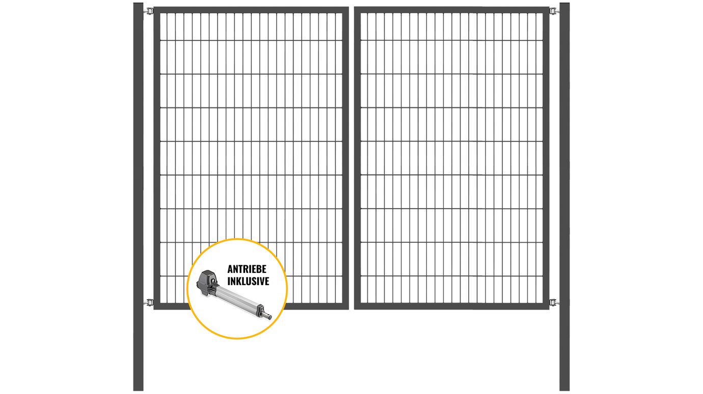 Doppeltor Optima mit E-Antrieb - Höhe 180cm, Breite 250cm (mittig geteilt)