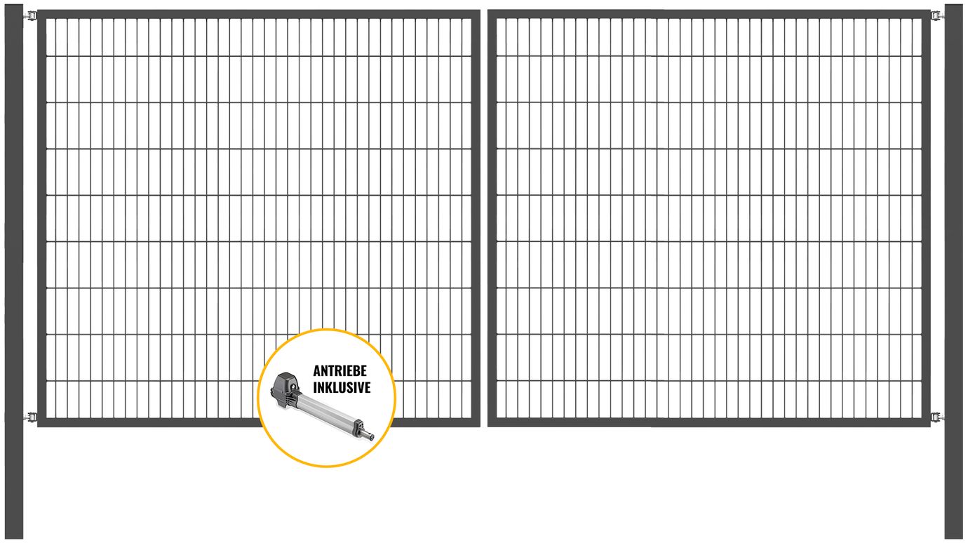 Doppeltor Optima mit E-Antrieb - Höhe 180cm, Breite 400cm (mittig geteilt)