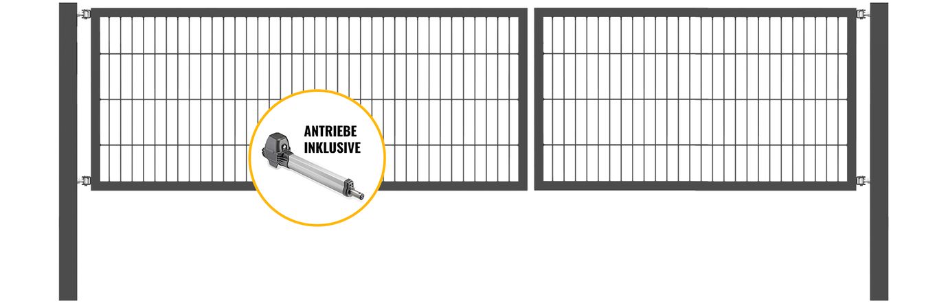 Doppeltor Optima mit E-Antrieb - Höhe 80cm, Breite 350cm (Teilung 150/200cm asymmetrisch) 