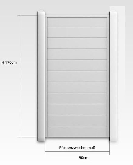Kunststoff Sichtschutz Anschluß-Element, Höhe 175cm, Breite 90cm, weiß (inkl. 1 Pfosten)