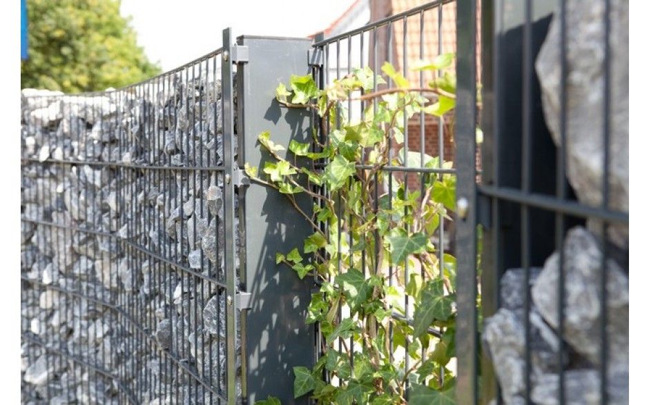 2,5 Meter Gabione Domara Doppelpfosten Komplettset, Höhe 80cm zum Einbetonieren