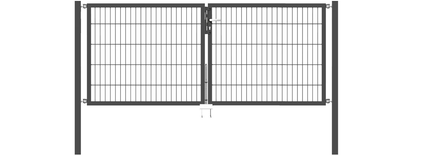 Doppelflügel Gartentor Optima 656 - Höhe 100cm, Breite 250cm (Mittig geteilt) 