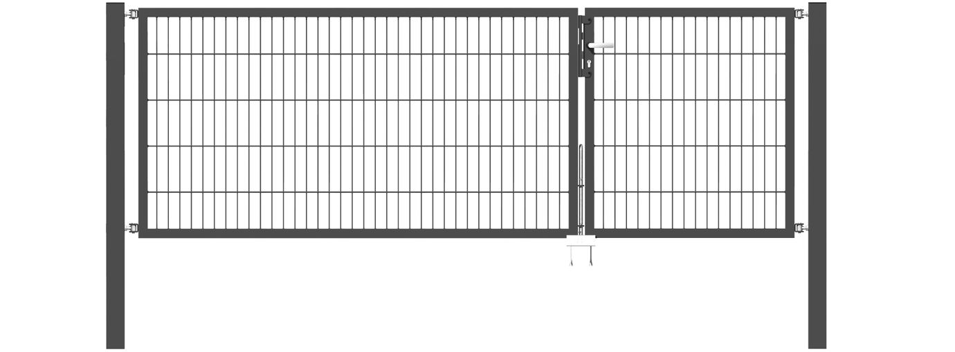 Doppelflügel Gartentor Optima 656 - Höhe 100cm, Breite 300cm (Teilung 100+200cm asymmetrisch)