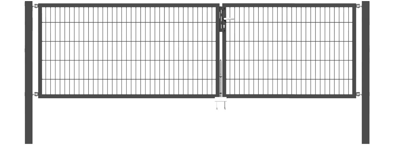 Doppelflügel Gartentor Optima 656 - Höhe 100cm, Breite 350cm (Teilung 150+200cm asymmetrisch)