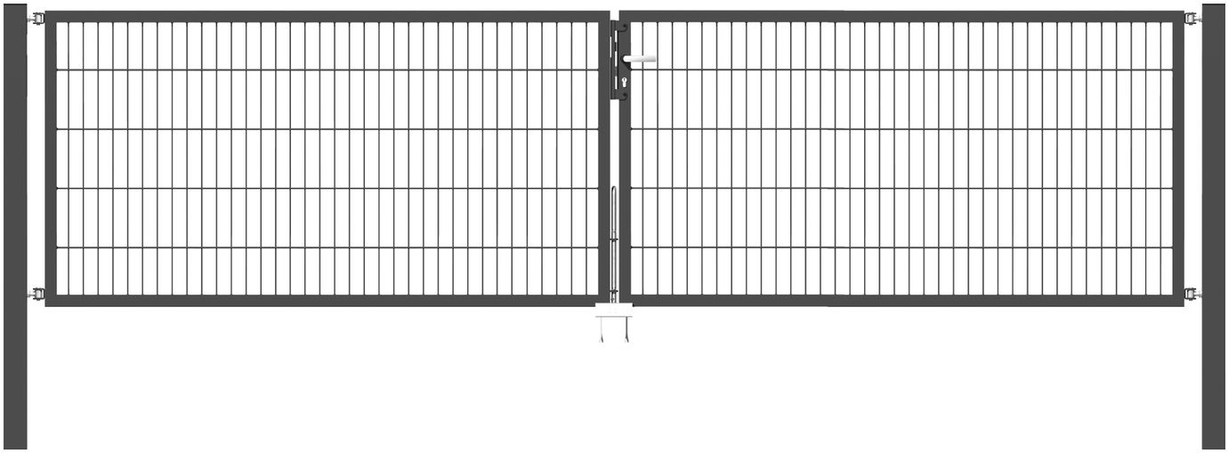 Doppelflügel Gartentor Optima 656 - Höhe 100cm, Breite 400cm (Mittig geteilt) 