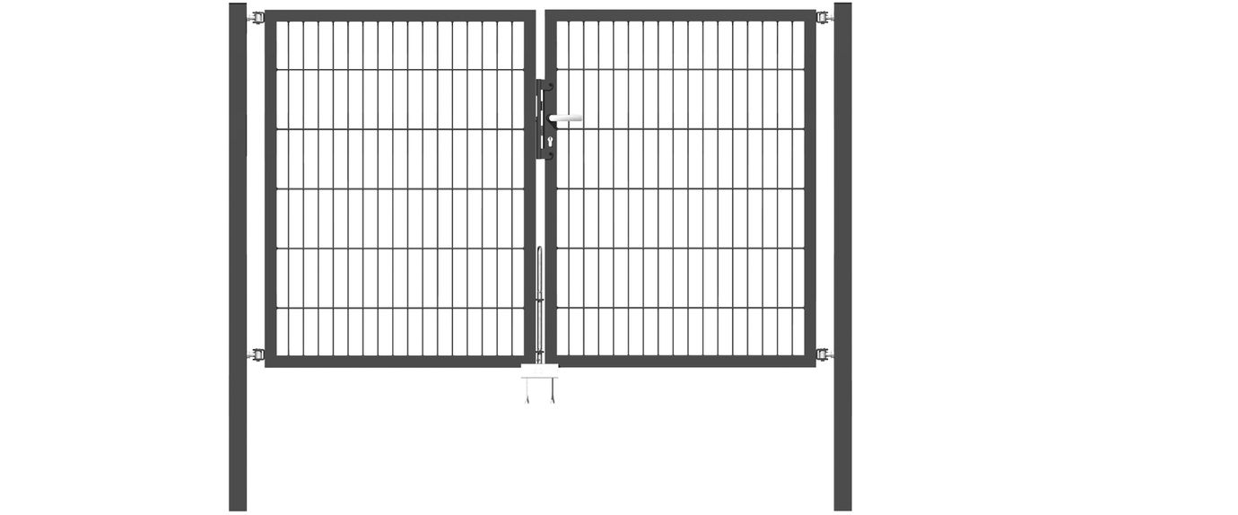 Doppelflügel Gartentor Optima 656 - Höhe 120cm, Breite 200cm (Mittig geteilt) 