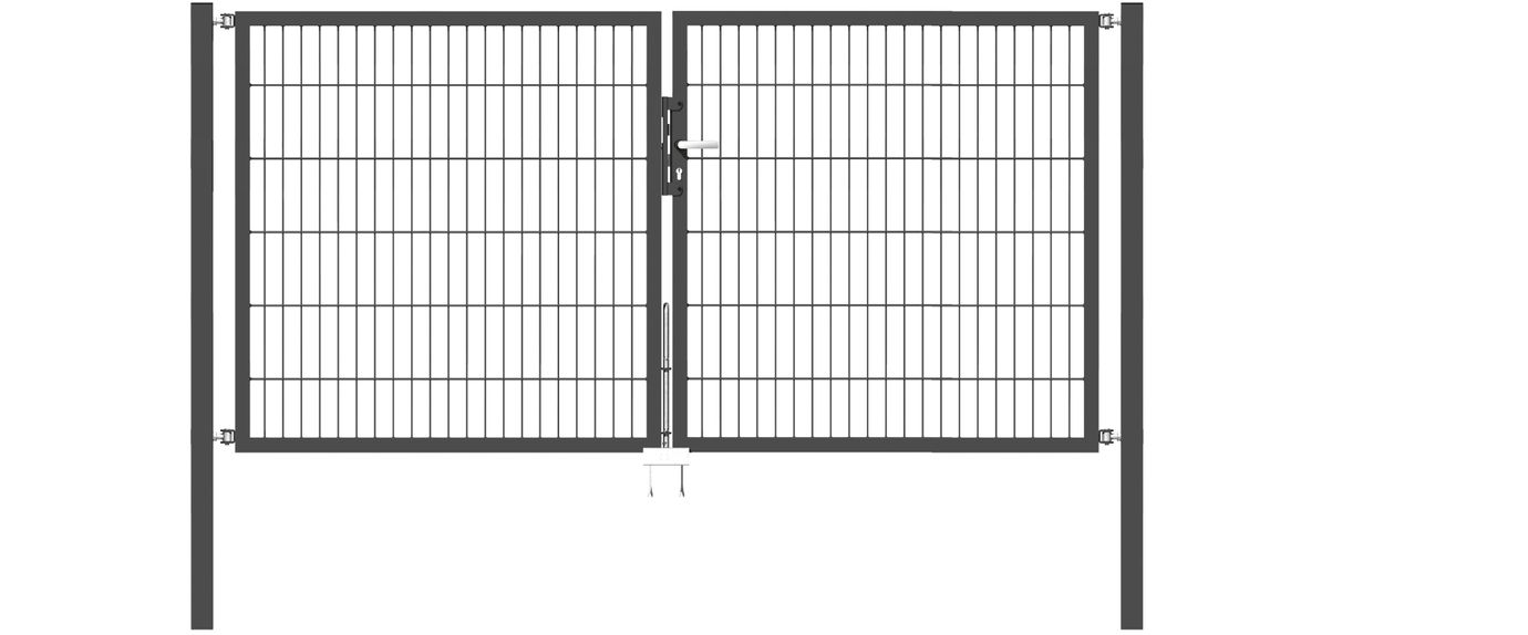 Doppelflügel Gartentor Optima 656 - Höhe 120cm, Breite 250cm (Mittig geteilt) 