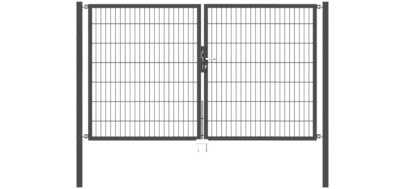 Doppelflügel Gartentor Optima 656 - Höhe 140cm, Breite 250cm (Mittig geteilt) 