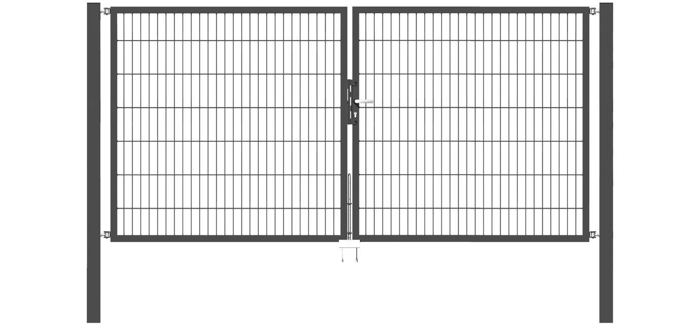 Doppelflügel Gartentor Optima 656 - Höhe 140cm, Breite 300cm (Mittig geteilt) 