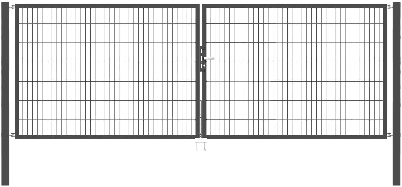 Doppelflügel Gartentor Optima 656 - Höhe 140cm, Breite 400cm (Mittig geteilt)  