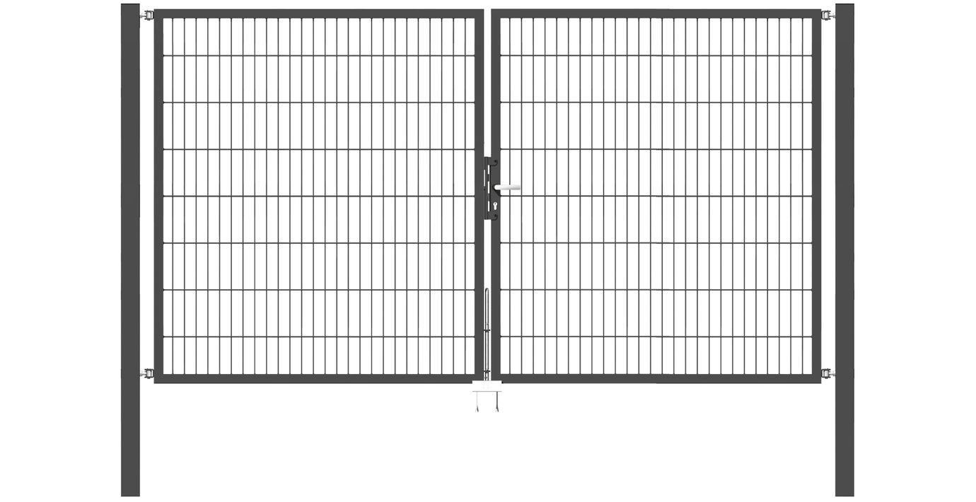Doppelflügel Gartentor Optima 656 - Höhe 160cm, Breite 300cm (Mittig geteilt) 