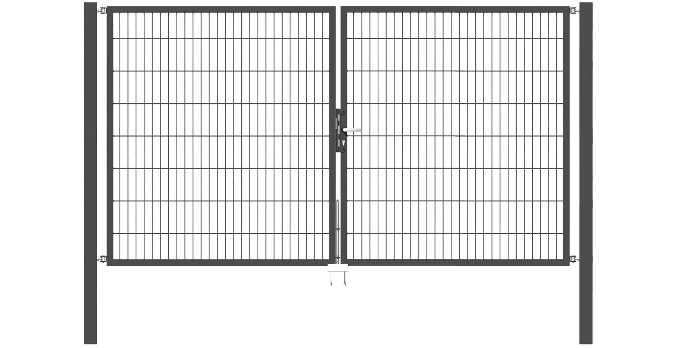 Doppelflügel Gartentor Optima 656 - Höhe 160cm, Breite 300cm (Mittig geteilt) 