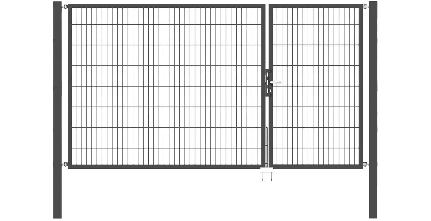 Doppelflügel Gartentor Optima 656 - Höhe 160cm, Breite 300cm (Teilung 100+200cm asymmetrisch)