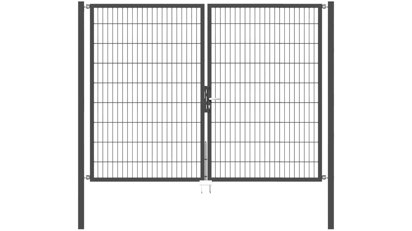 Doppelflügel Gartentor Optima 656 - Höhe 180cm, Breite 250cm (Mittig geteilt) 