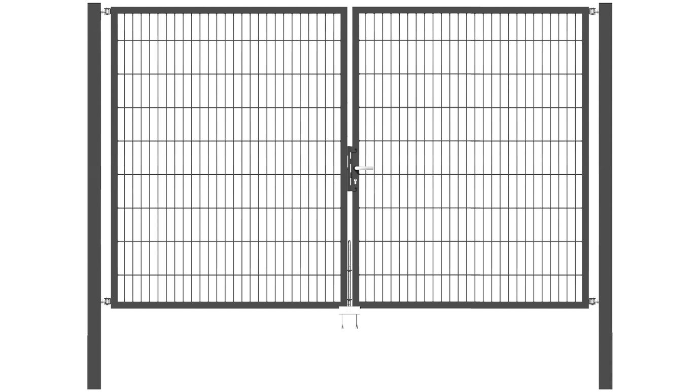 Doppelflügel Gartentor Optima 656 - Höhe 180cm, Breite 300cm (Mittig geteilt) 