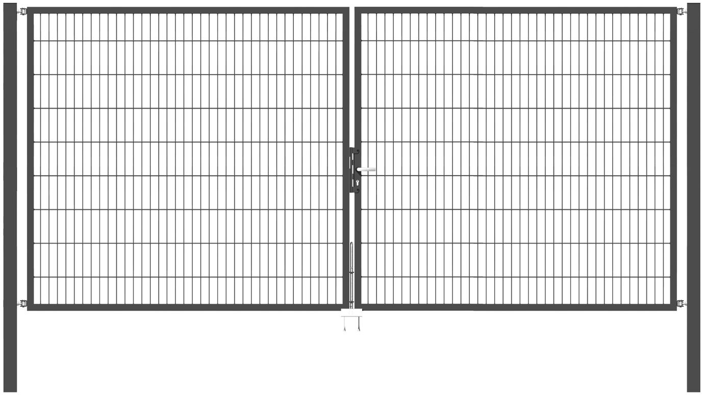 Doppelflügel Gartentor Optima 656 - Höhe 180cm, Breite 400cm (Mittig geteilt) 