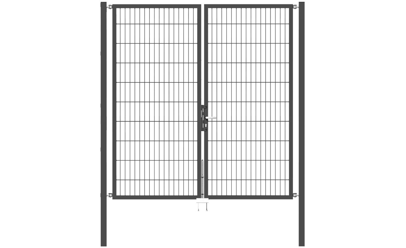 Doppelflügel Gartentor Optima 656 - Höhe 200cm, Breite 200cm (Mittig geteilt)  