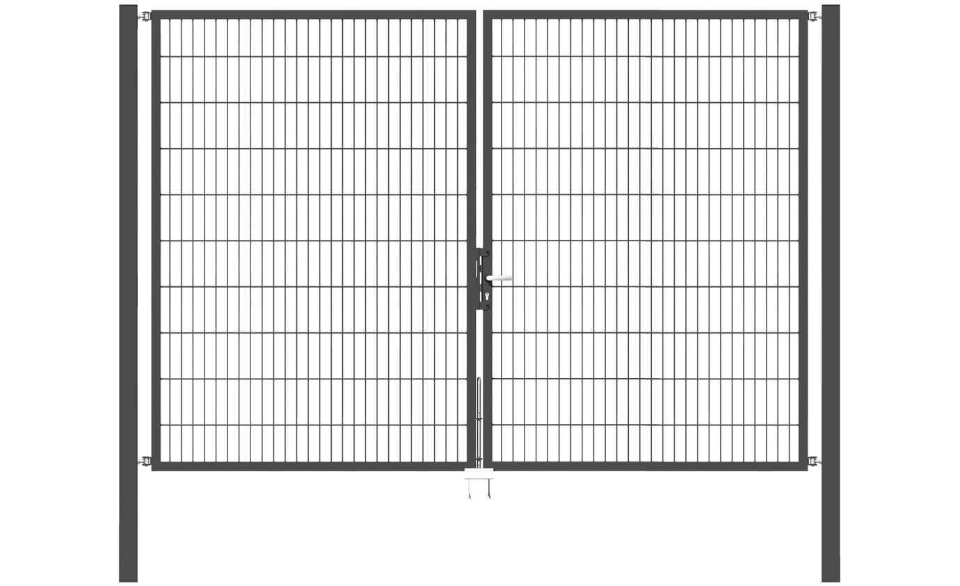 Doppelflügel Gartentor Optima 656 - Höhe 200cm, Breite 300cm (Mittig geteilt) 