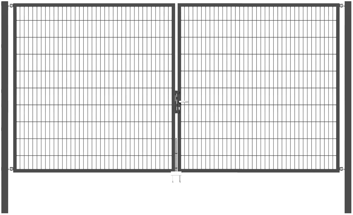 Doppelflügel Gartentor Optima 656 - Höhe 200cm, Breite 400cm (Mittig geteilt) 