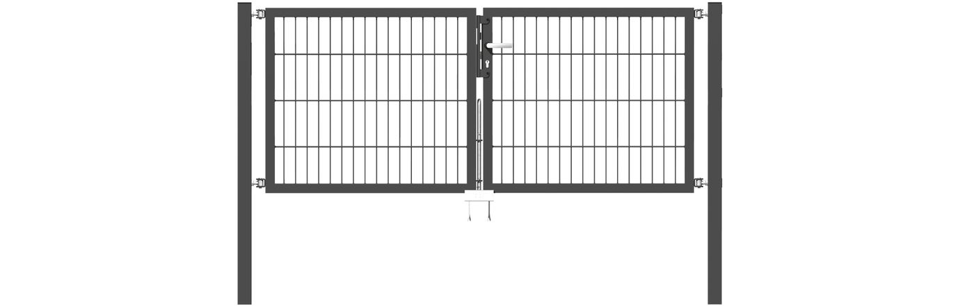 Doppelflügel Gartentor Optima 656 - Höhe 80cm, Breite 200cm (Mittig geteilt)  