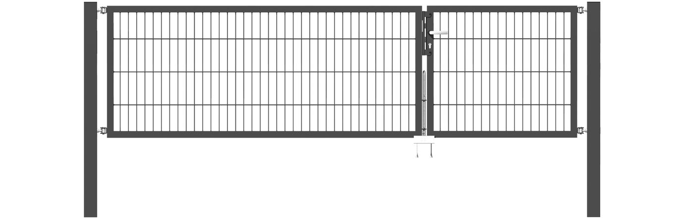 Doppelflügel Gartentor Optima 656 - Höhe 80cm, Breite 300cm (Teilung 100+200cm asymmetrisch)