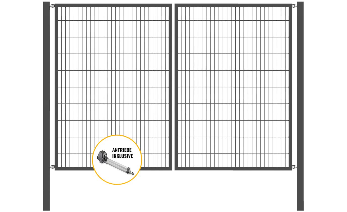 Doppeltor Optima mit E-Antrieb - Höhe 200cm, Breite 300cm (mittig geteilt)