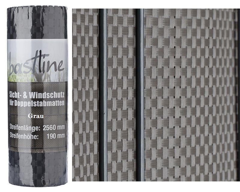 Poly-Rattan Sichtschutzstreifen Für Doppelstabzaun | 19 Cm X 255 Cm | Schwarz | Witterungsbeständig & Blickdicht