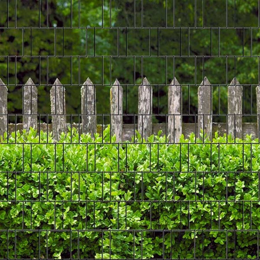 Sichtschutzstreifen Holzzaun und Buxus (Motivrolle)
