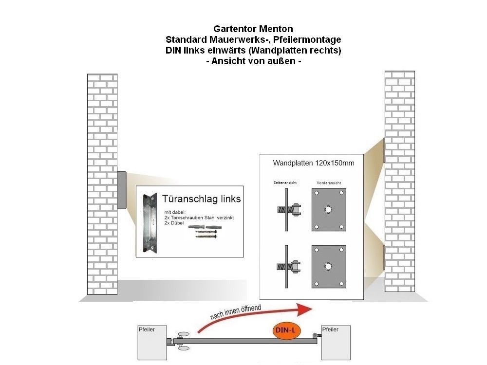 Sichtschutz Gartentor Menton Opak - Höhe 200, Breite 100cm