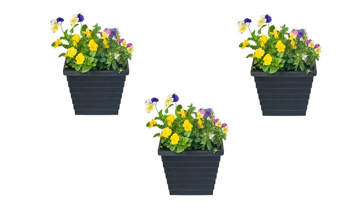 Blumenkästen für Doppelstab-Zaunelemente, Länge 19cm (3er-Set), Kunststoff, schwarz