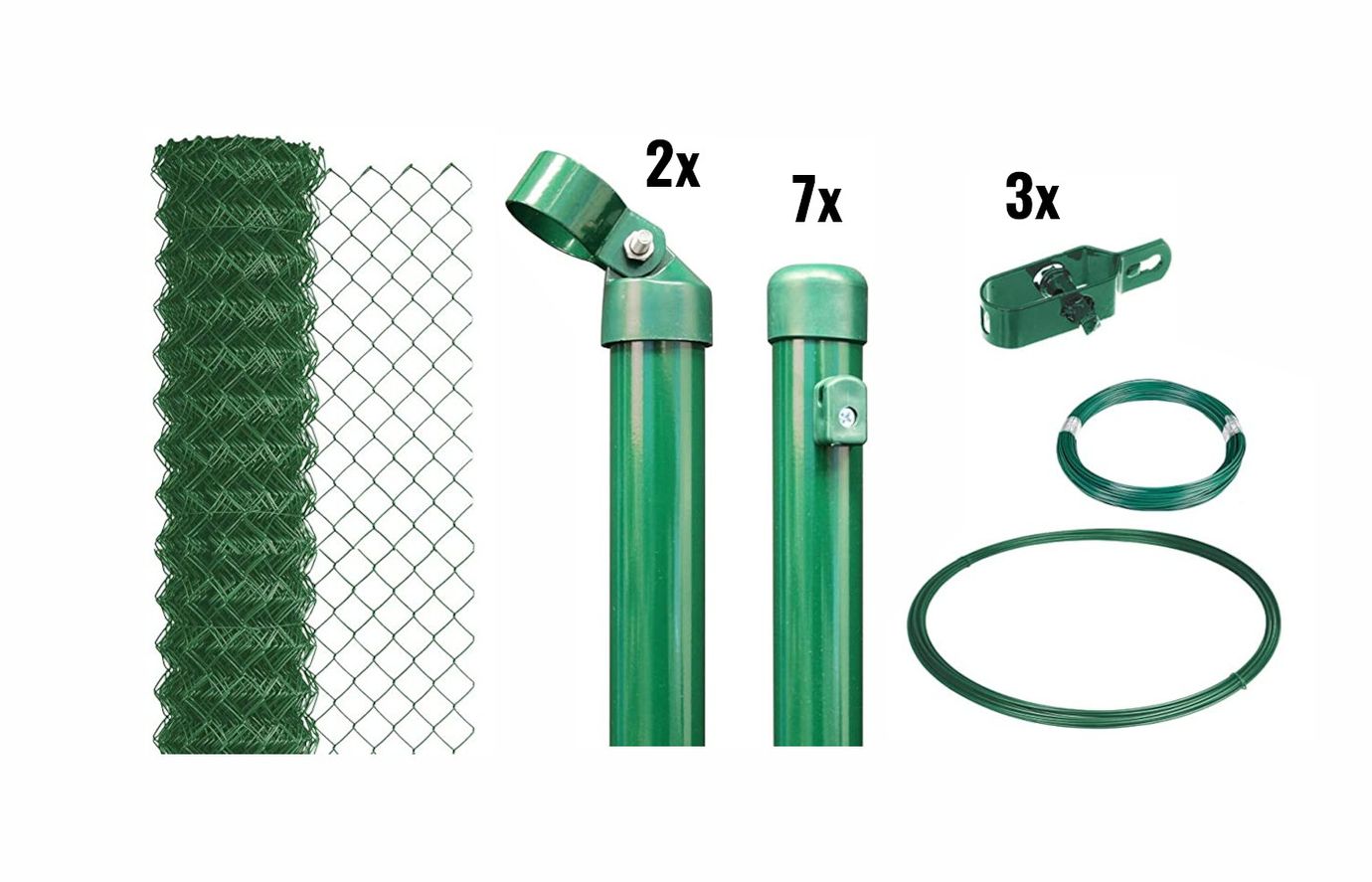 15 Meter Maschendrahtzaun im Set, Höhe 100cm, grün Zaun24