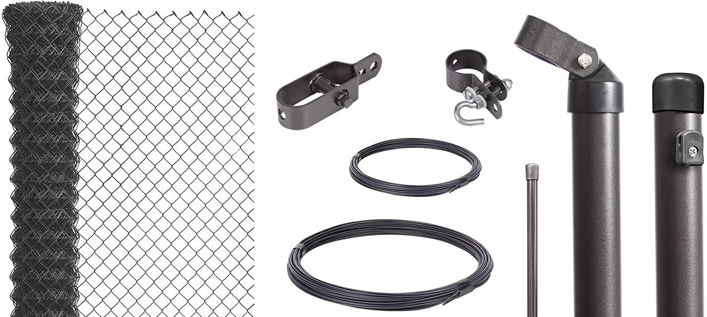 125 Meter Maschendrahtzaun, Höhe 150cm, Maschenweite 40x40mm, Farbe anthrazit -Komplettset-