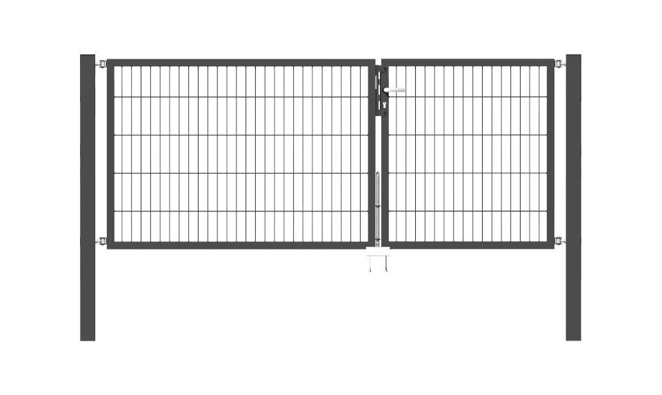 Doppelflügel Gartentor Optima 656 - Höhe 100cm, Breite 250cm (Teilung 100+150cm asymmetrisch)