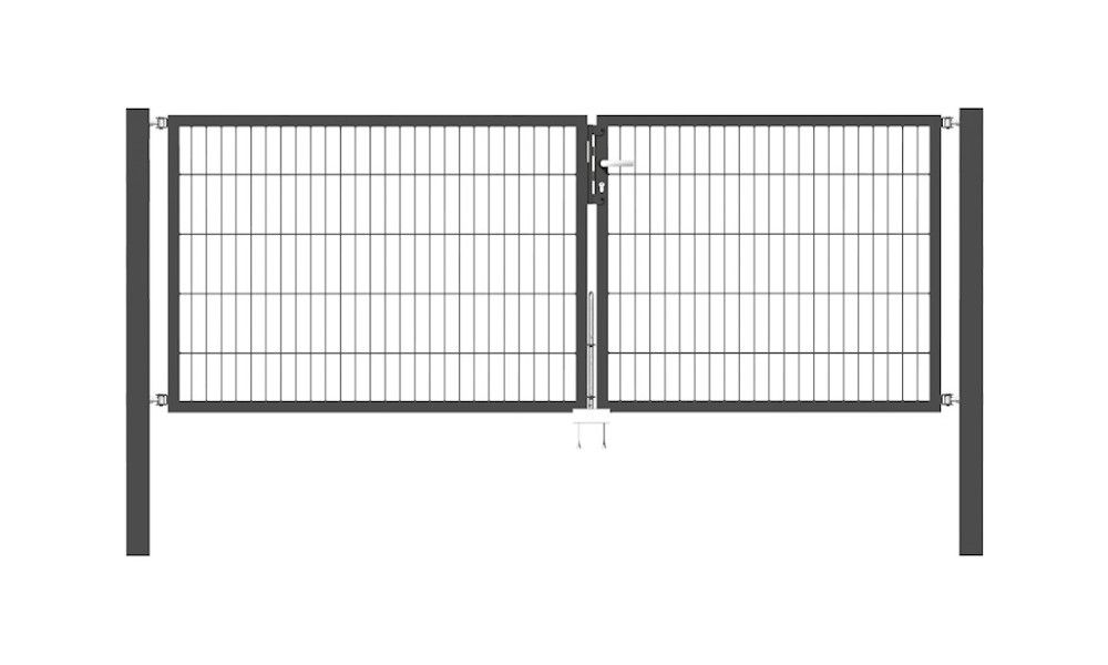 Doppelflügel Gartentor Optima 656 - Höhe 100cm, Breite 275cm (Teilung 125+150cm asymmetrisch)