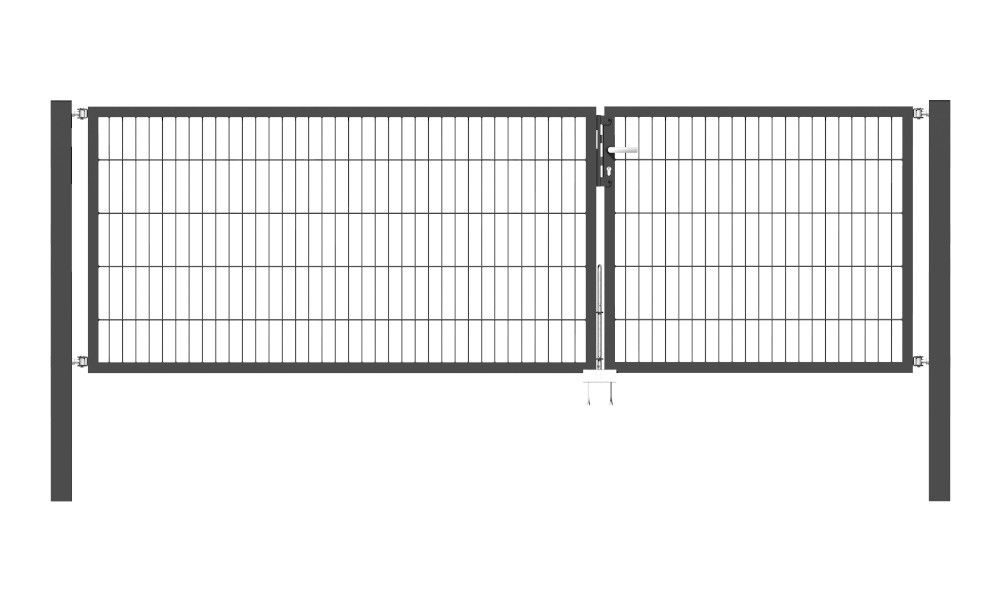 Doppelflügel Gartentor Optima 656 - Höhe 100cm, Breite 325cm (Teilung 125+200cm asymmetrisch)
