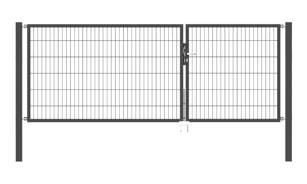 Doppelflügel Gartentor Optima 656 - Höhe 120cm, Breite 325cm (Teilung 125+200cm asymmetrisch)