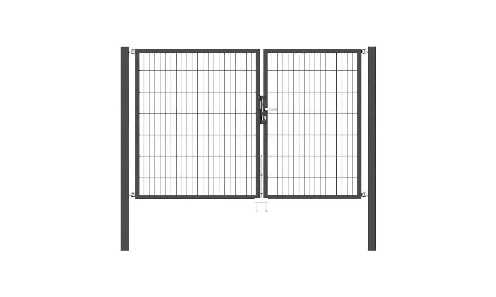 Doppelflügel Gartentor Optima 656 - Höhe 140cm, Breite 225cm (Teilung 100+125cm asymmetrisch)