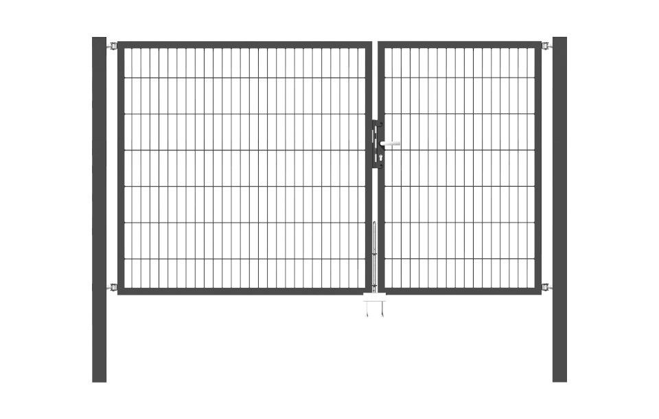 Doppelflügel Gartentor Optima 656 - Höhe 140cm, Breite 250cm (Teilung 100+150cm asymmetrisch)