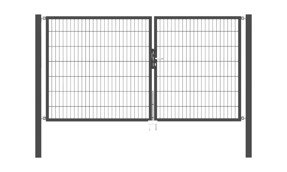 Doppelflügel Gartentor Optima 656 - Höhe 140cm, Breite 275cm (Teilung 125+150cm asymmetrisch)