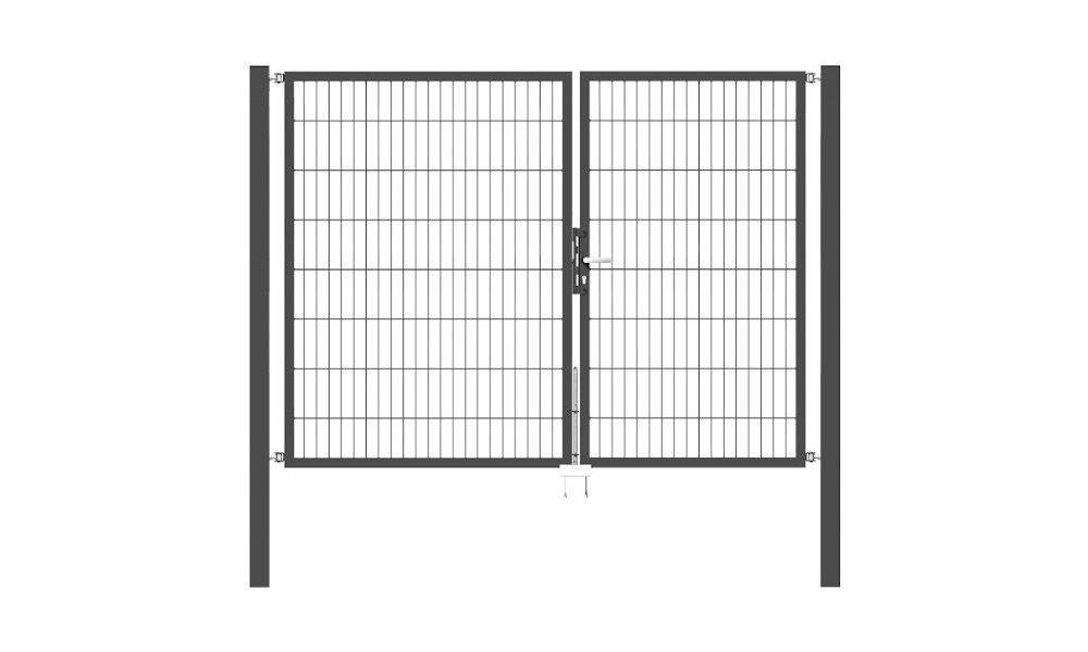 Doppelflügel Gartentor Optima 656 - Höhe 160cm, Breite 225cm (Teilung 100+125cm asymmetrisch)