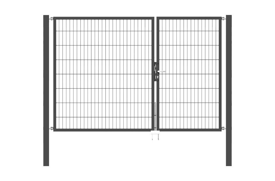 Doppelflügel Gartentor Optima 656 - Höhe 160cm, Breite 250cm (Teilung 100+150cm asymmetrisch)