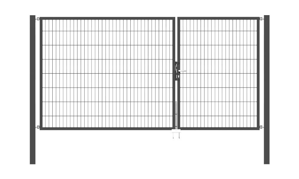 Doppelflügel Gartentor Optima 656 - Höhe 160cm, Breite 325cm (Teilung 125+200cm asymmetrisch)