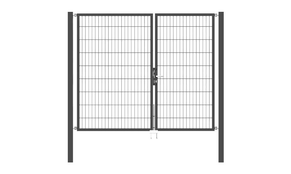 Doppelflügel Gartentor Optima 656 - Höhe 180cm, Breite 225cm (Teilung 100+125cm asymmetrisch)