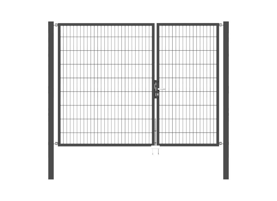 Doppelflügel Gartentor Optima 656 - Höhe 180cm, Breite 250cm (Teilung 100+150cm asymmetrisch)