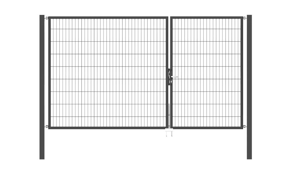 Doppelflügel Gartentor Optima 656 - Höhe 180cm, Breite 325cm (Teilung 125+200cm asymmetrisch)