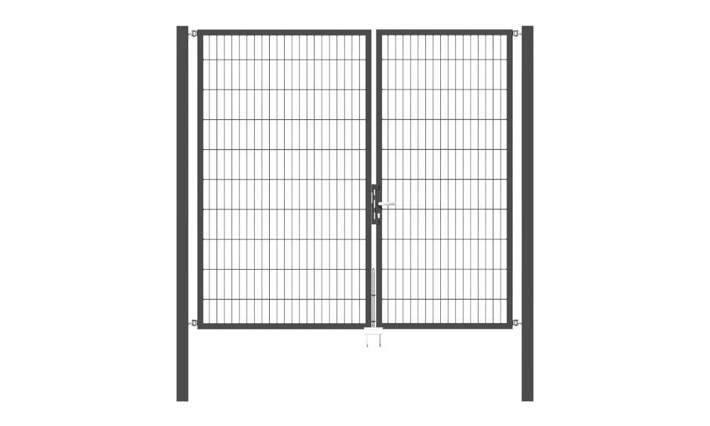 Doppelflügel Gartentor Optima 656 - Höhe 200cm, Breite 225cm (Teilung 100+125cm asymmetrisch)