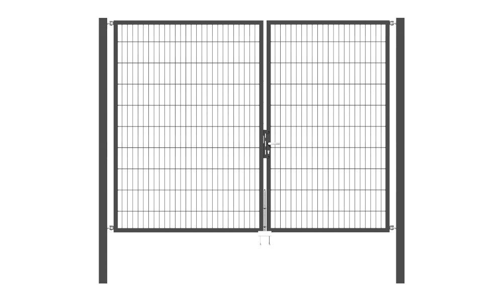 Doppelflügel Gartentor Optima 656 - Höhe 200cm, Breite 275cm (Teilung 125+150cm asymmetrisch)