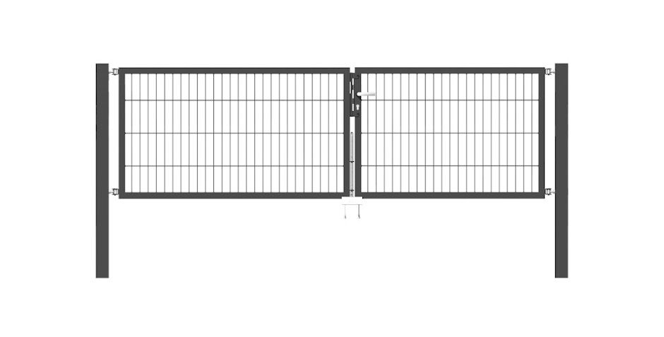 Doppelflügel Gartentor Optima 656 - Höhe 80cm, Breite 275cm (Teilung 125+150cm asymmetrisch)