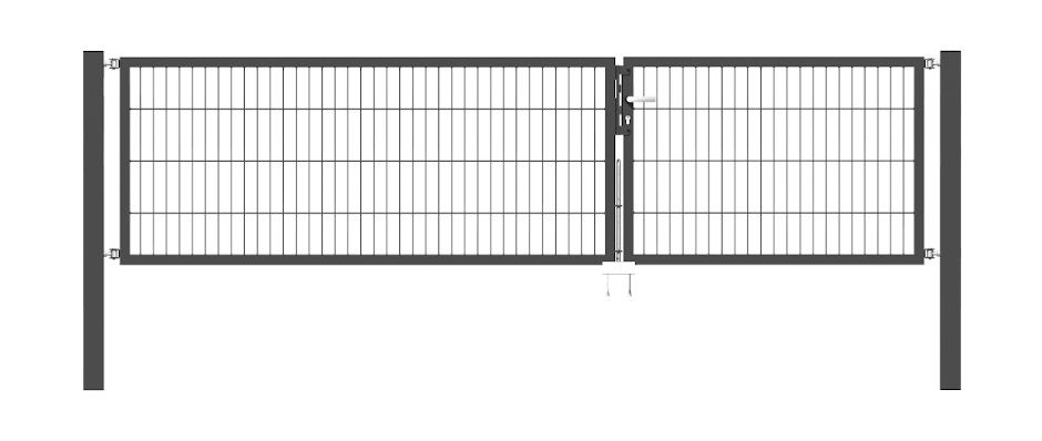 Doppelflügel Gartentor Optima 656 - Höhe 80cm, Breite 325cm (Teilung 125+200cm asymmetrisch)