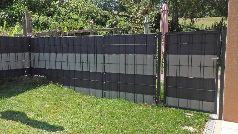 Sichtschutzstreifen Eko, Rolle á 35 Meter für Doppelstabmatten Zaun